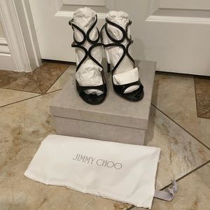 NEW Jimmy Choo Lang 100 patent sandal heels